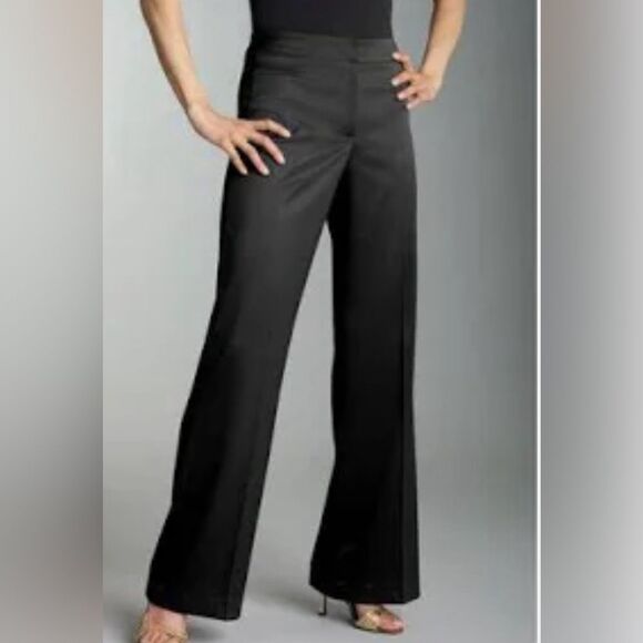 JS COLLECTION SIZE 10 BLACK STRETCH SATIN FLARED TROUSERS PANTS - Picture 1 of 7